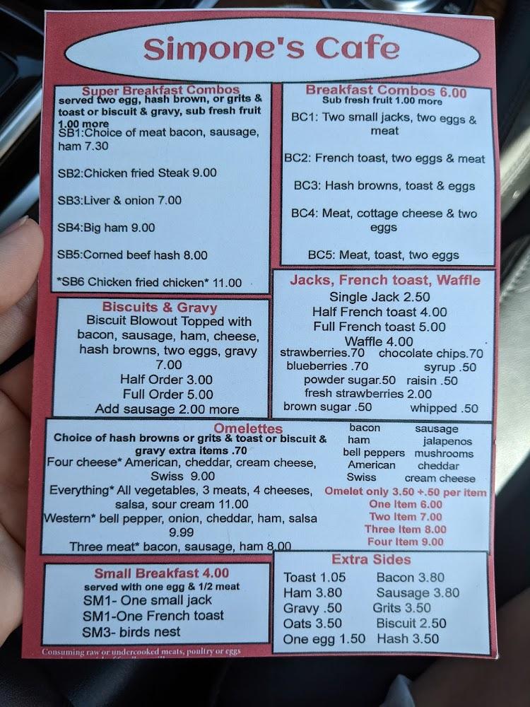 Simone's Cafe Menu image 4
